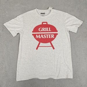 Mad Engine Grill Master Shirt Mens Medium Gray BBQ Barbecue Graphic Tee New‎